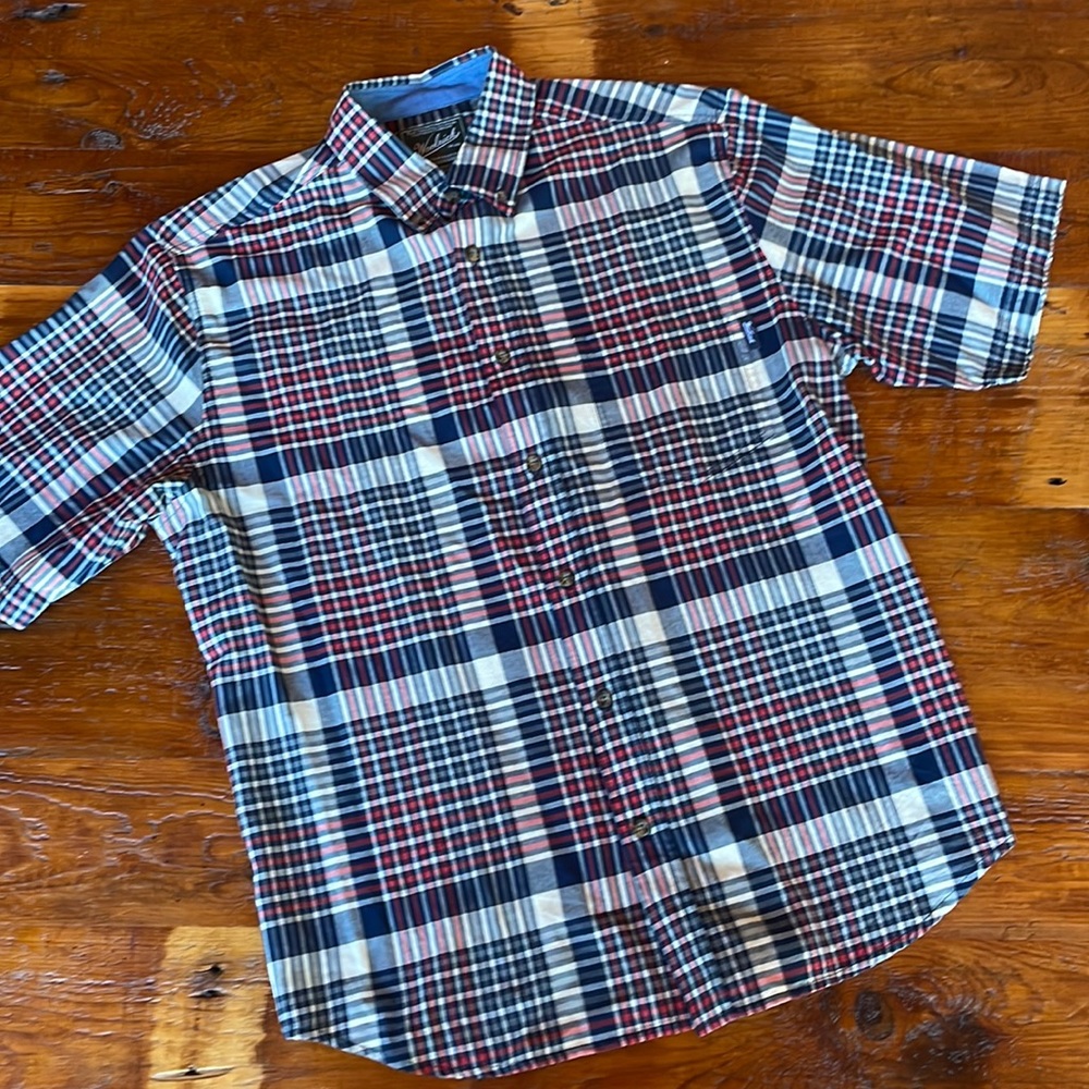 🌾 NWOT Woolrich Large Plaid Short Sleeve Button Down Shirt